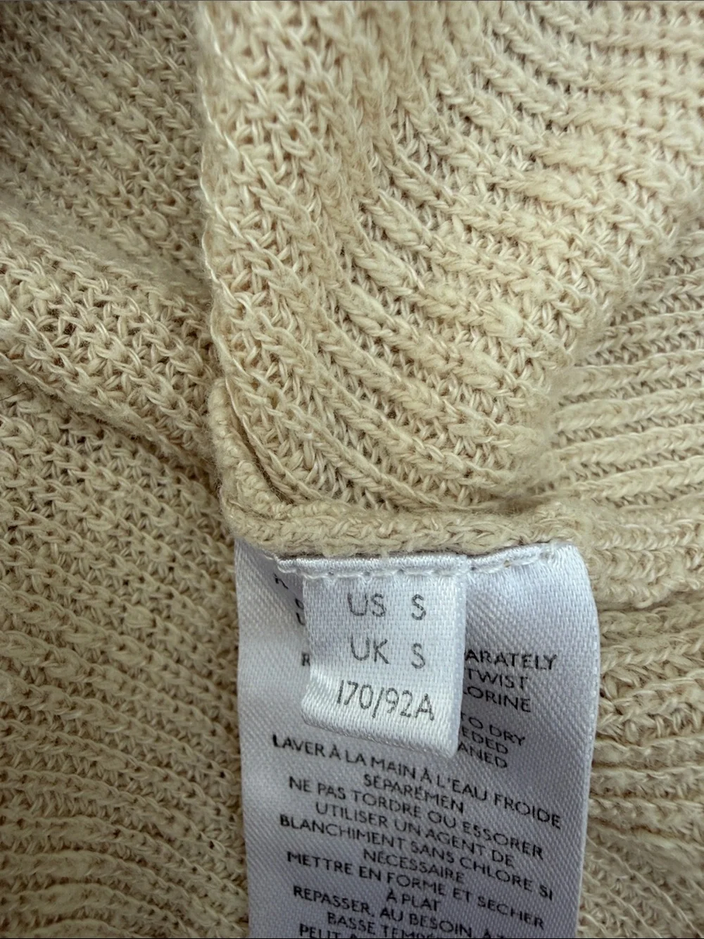 Free People Oversized Cream Waffle Knit Sweatshirt